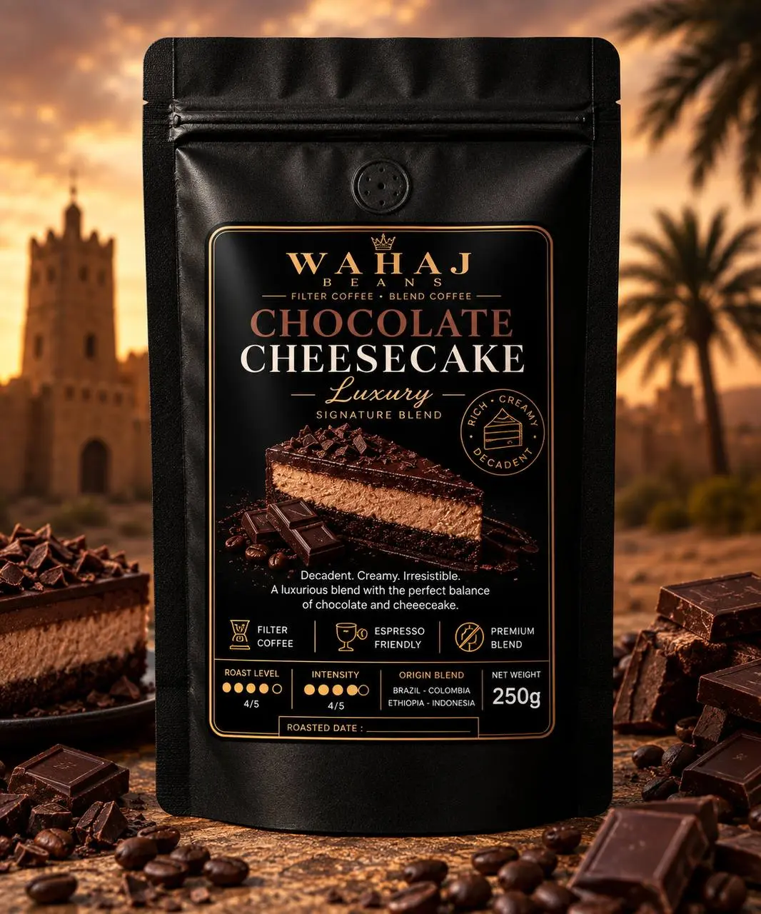 Al Wahaj Beans Chocolate Cheesecake 250g flavored coffee bag