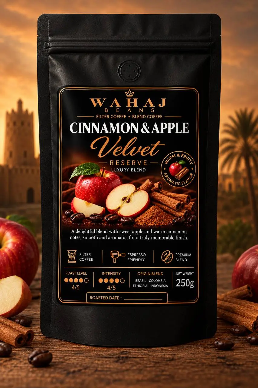Al Wahaj Beans Cinnamon & Apple Velvet 250g flavored coffee bag