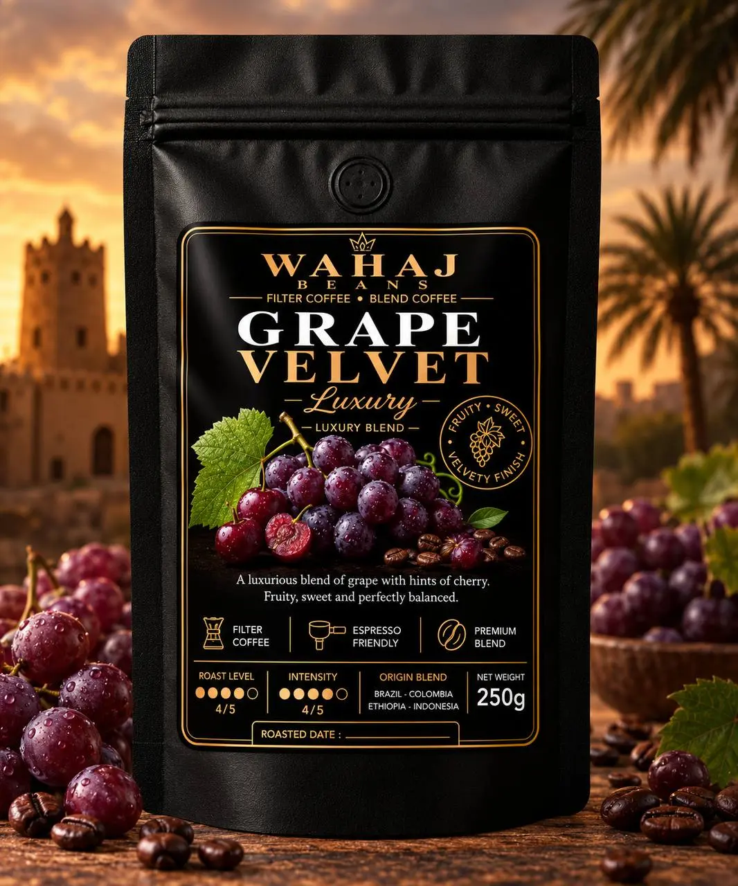 Al Wahaj Beans Grape Velvet 250g flavored coffee bag